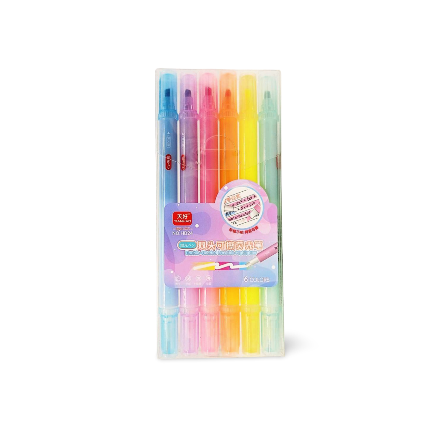 Double Headed Erasable highlighter (Pack of 6 Shades)