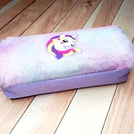 Cute Unicorn Desing Purple Fur Pencil Pouch