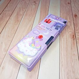 Cute Unicorn Magical World Desing Pencil Pouch with Button Operated Sharpener