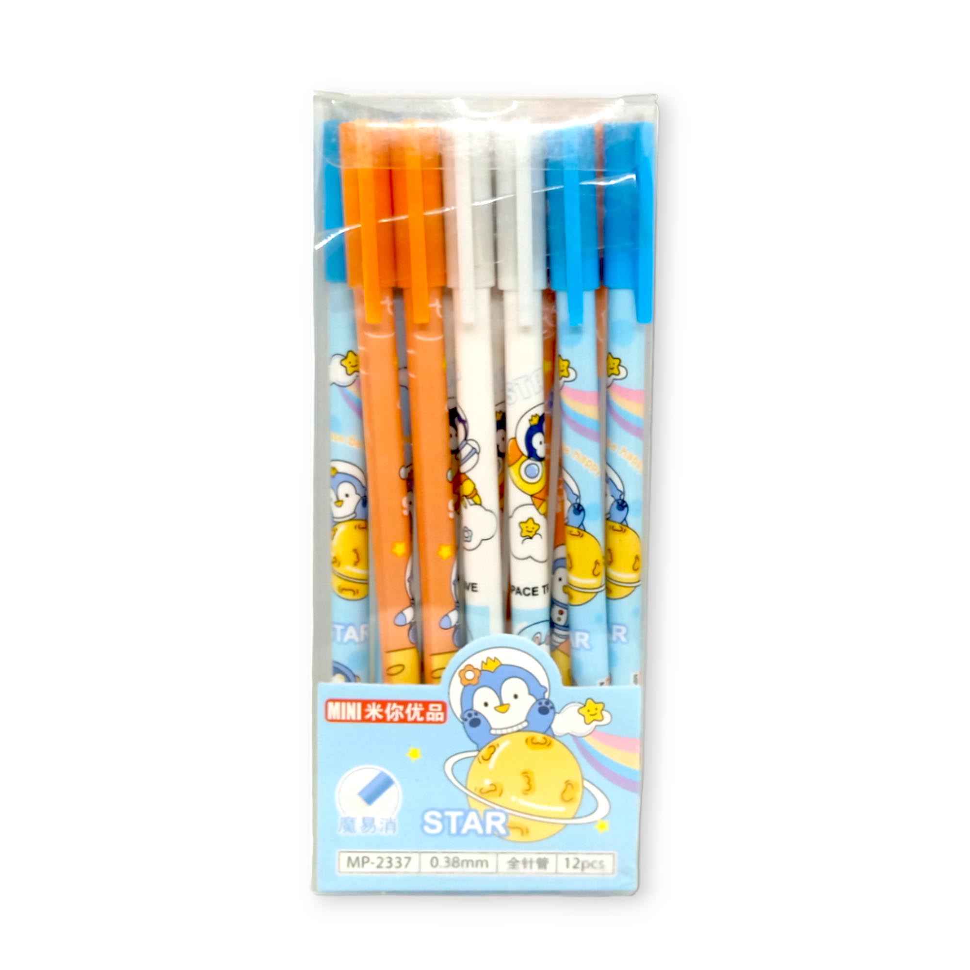 Erasable Gel Pen Star Design with 0.38mm Tip (Pack of 12)