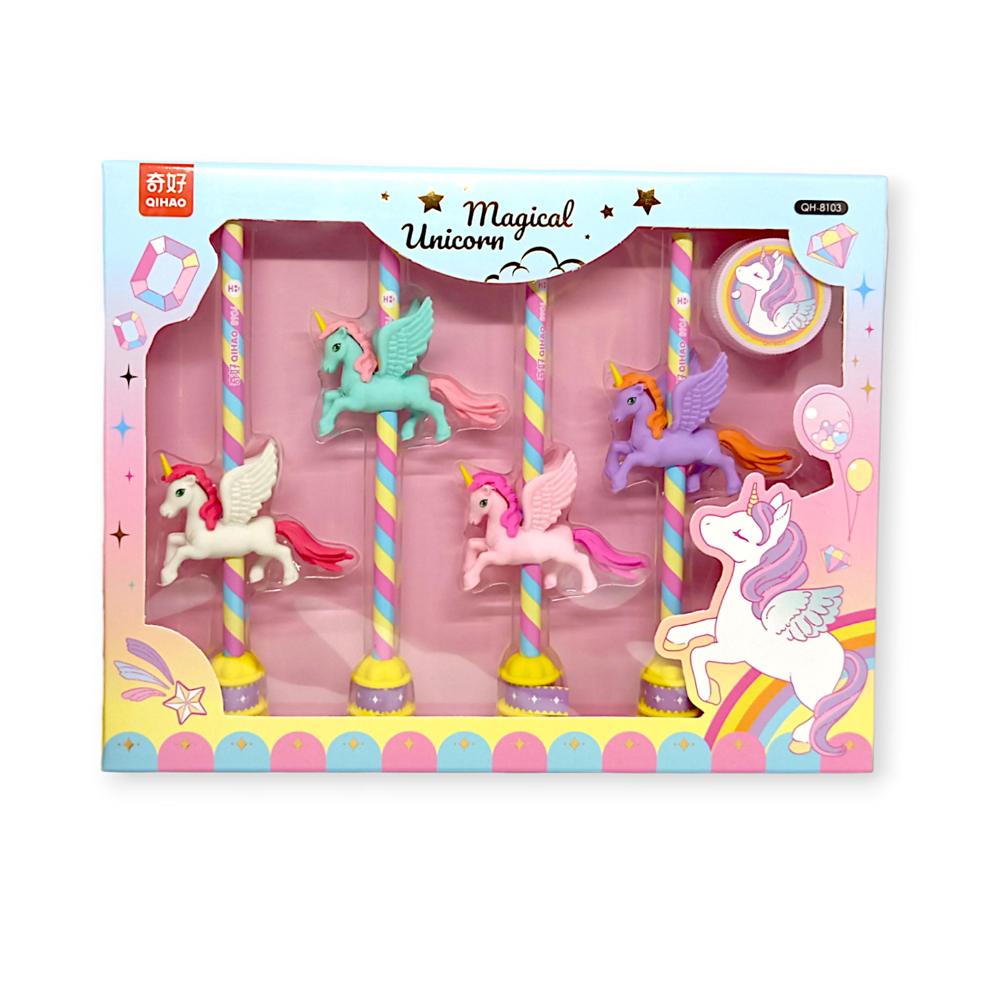 Eraser Pencil Set Magical Unicorn